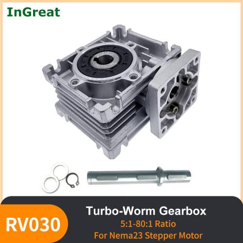 Ratio 10:1 Turbo-Worm Gearbox RV030 14mm Output Speed Reducer for Nema23 Stepper Motor