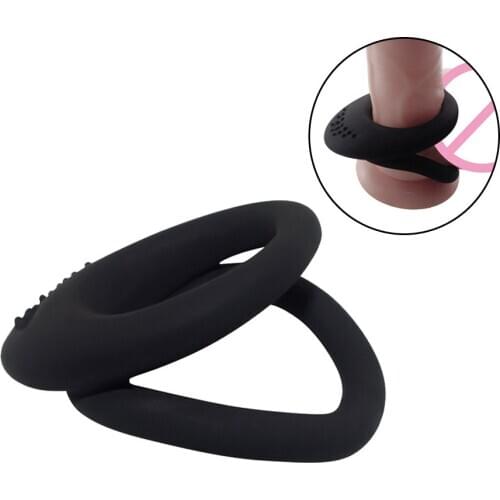 Silicone Double Penis Rings Delay Ejaculation Chastity Device Elastic Ball Stretcher Bondage BDSM Erotic Sex Toys Men Cock Rings