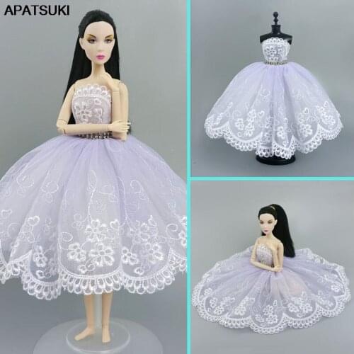 Light Purple Floral Fashion Ballet Dress For Barbie Doll Outfits 1/6 Doll Accessories Dancing Costume 3-layer Skirt Clothes Toy