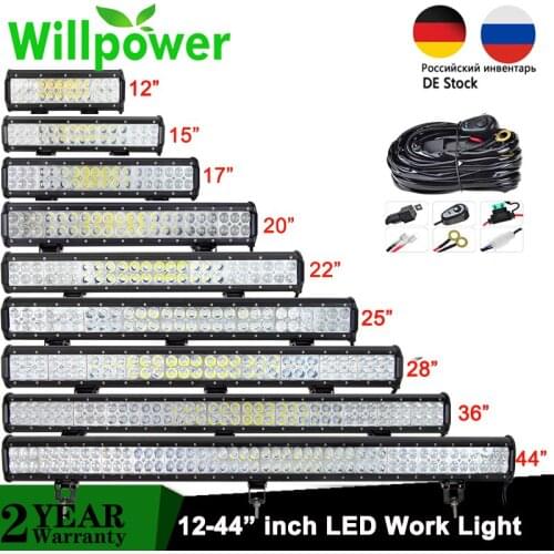 12-44" inch Offroad LED Light Bar Spot Flood 20" 126W led Work Light for Jeep Car 4WD Truck Tractor Trailer SUV ATV 12V 24V