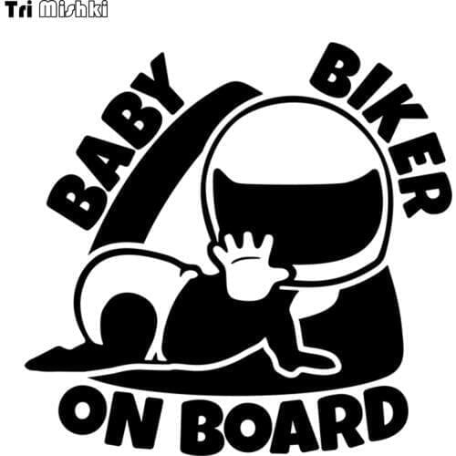 Tri Mishki LBH485# 15*14.5cm baby biker on board car sticker funny Vinyl Decals Motorcycle Accessories Stickers