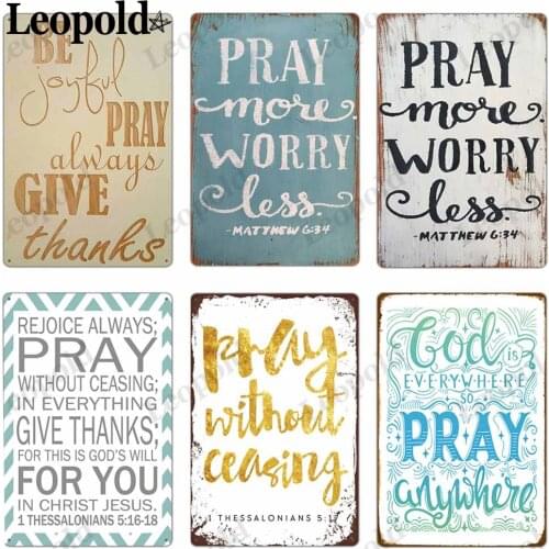 Vintage Metal Sign Board Church Daily Prayer Series Letter Poster Tin Plate Wall Art Church Club Home Decoration