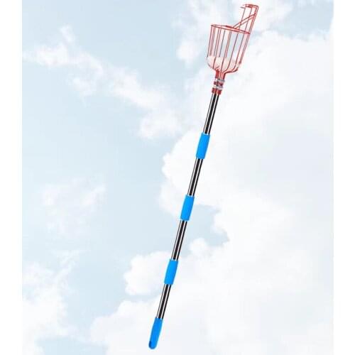 High-altitude Fruit Picker, Adjustable Lightweight Fruit Catcher Tool - Stainless Steel Apple Orange Pear Mango Pole with Basket