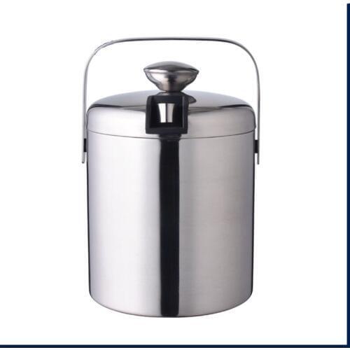 YUEWO Cross-Border for Hand round Double-Layer Stainless Steel Ice Bucket Bar Hotel KTV Storage Ice Cold Red Wine