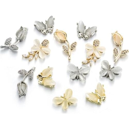 1Pcs 3D Cute Shiny Rhinestones Ornaments Crystal Butterfly Rose Nail Art Decorations Japanese Nail New DIY Manicure Accessories