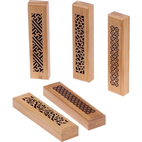 1Pc Bamboo Wooden Hollow Out Incense Burner Holder Censer Holder Box Spirituality Relax Random Style
