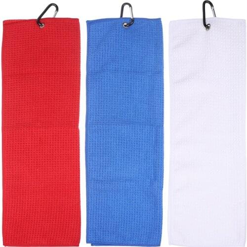 1pc Golf Towel Waffle Pattern Cotton With Carabiner Cleaning Towels Microfiber Hook Cleans Clubs Balls Hands