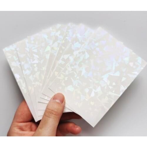 100 PCS/LOT 66x91 Protector White Broken Gemstone Glass Laser High End Film Holographic Korea Idol Photo Cards Guard Sleeves