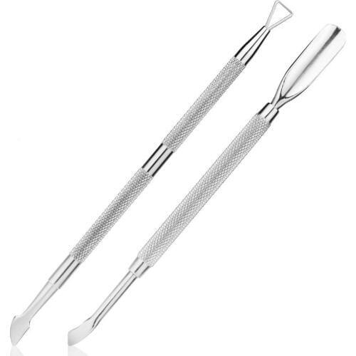 2Pcs Professional Dead Skin Remover Cuticle Pusher Nail Peeler Scraper Stainless steel material made, durable for a long time u