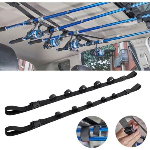 2x Car Fishing Rod Rack Adjustable Fishing Rod Holder Strap for