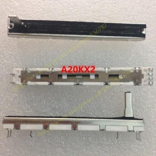 50pcs/lot stroke 60mm double mixer fader 75mm potentiometer Slide switch handle 15mm A20Kx2 A20K A203 for Yamaha MG166CX-USB