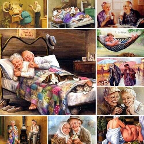 5D DIY Diamond Painting Old Couple Cross Stitch Kit Full Square Diamond Embroidery Mosaic Picture of Rhinestones Home Decor