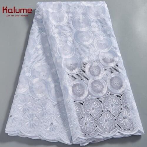 Kalume African Lace Fabric White Swiss Voile High Quality Nigerian Cotton Lace Fabric 2021 For Sew Diy Dress Party H2574