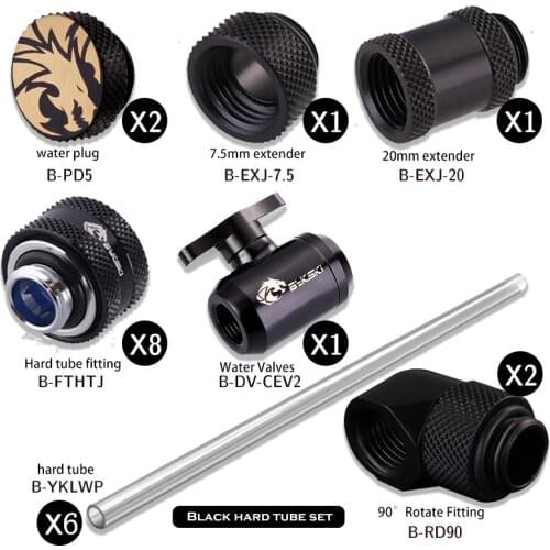 Bykski Computer Case Water Cooling Hard Tube Pipe Fitting Kit Set for PC Water Cooling Hard Tube OD 12/14/16MM PC Case Modding