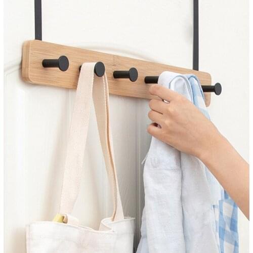 Wooden Over The Door Hook Hanger Multifunction Hanging Rack Coat Hanger Door Hat Clothes Rack Keys Holder Home Storage Organize