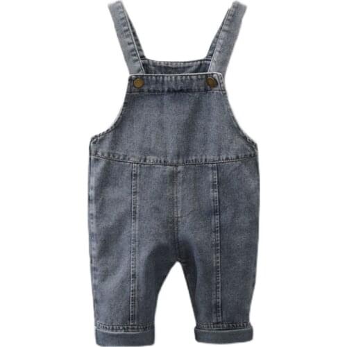 New Spring Kids Loose Denim Strap Jeans Pants 2-7T Children Fashion Baggy Jeans Boy Girls Casual Jeans