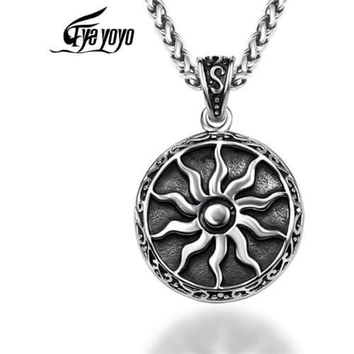 EyeYoYo Vintage Titanium Steel Men Necklace Personality Necklace Shine Fashion Pendant