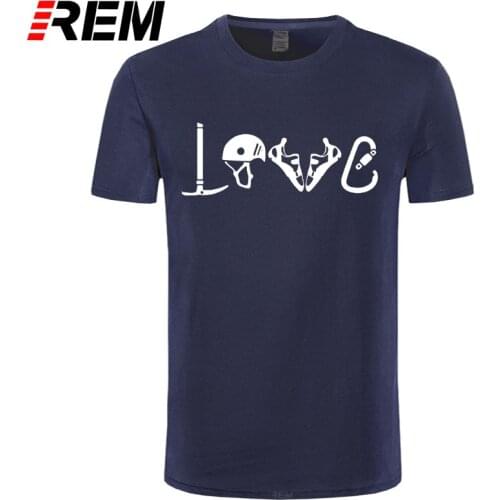 REM tee LOVE Climb Equipment T Shirt Men Short Sleeve Cotton Climbing Mountain T-shirts Man Camisetas Gift