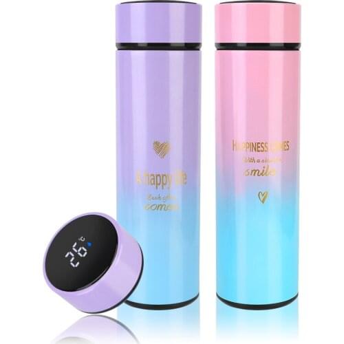 Stainless Steel 500ML Coffee Cup Led Digital Temperature Display Gradient Color Water Bottle Outdoor Travel Smart Insulation Cup