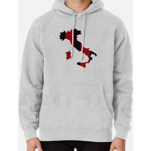 Red And Black Italy Hoodies Long Sleeve Italy Italia Red Rossoneri Devil Il Diavolo Calcio Football Sport