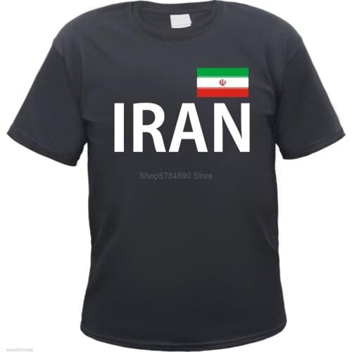 T-Shirt Summer Novelty Cartoon T Shirt Iran T-Shirt - Black - Text and Flag - S To 3XL Movie Shirt