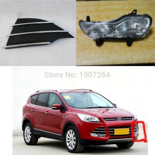 Left Side Driving Front Fog Light & Grille Grill Triangle Cover Set For Ford Escape/Kuga 2013-2016