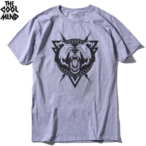 THE COOLMIND High quality 100% cotton men t shirt casual short sleeves mens bear printed t-shirt casual men tops tee shirts