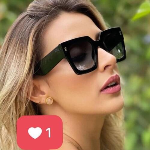 New Brand Black Square Sunglasses Women Oversized Shades 2021 Luxury Designer Retro Fashion Gradient Sun Glasses Big Green Gafas
