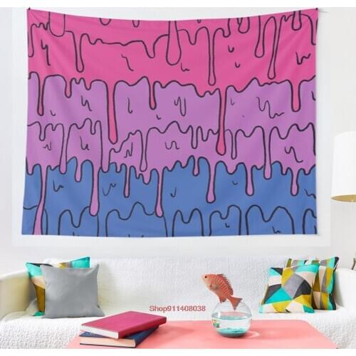 Pastel Kawaii Melting Bisexual Pride LGBTQ Design tapestry Cover Beach Towel Picnic Yoga Mat Home Decoration Wall Hanging