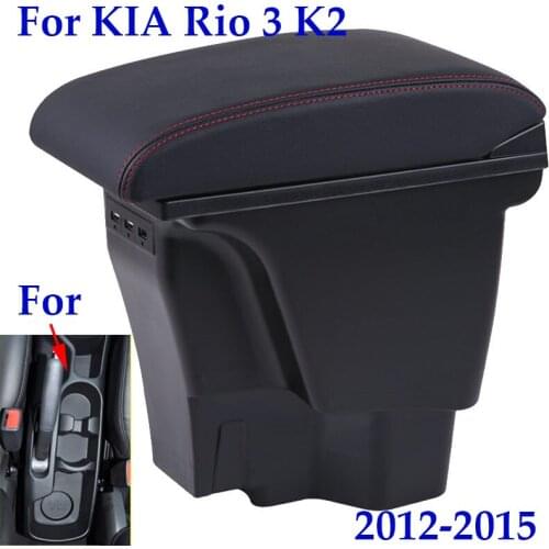 For KIA Rio 3 K2 armrest box 2012 2015 2014 2013 2012 organizer leather auto cup holder accessories retrofit parts interior USB