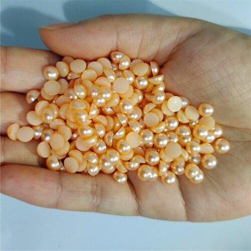 Champagne Half Round Pearl Rhinestone Crystal Non Hotfix Flat Back Rhinestones Trim Accessories for Nail Art Rhinestones