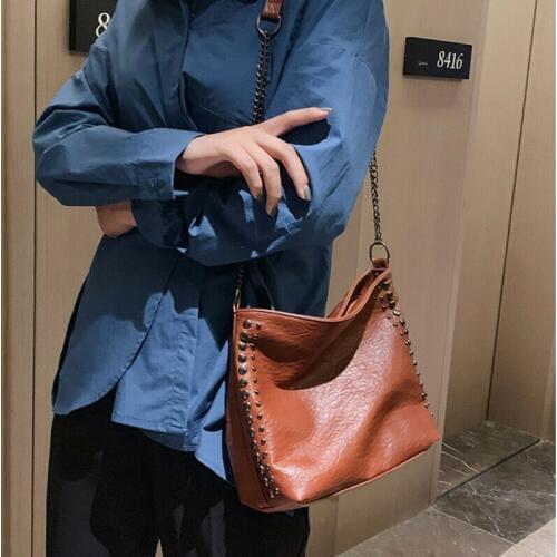 Hot Leather Bag For Women Handbag Large Capacity Lady Shoulder Bag High quality Crossbody Messenger Bag Black/Grown