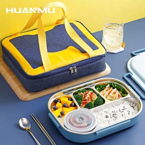 Japanese Portable Lunch Box Heating Box Stainless Steel Food Container For Kids School Picnic Bento Lunch Box Food Storage Box