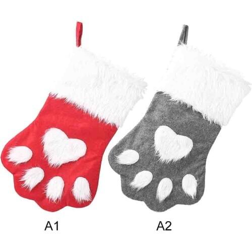 Christmas Gift Bag Cookie Candy Package Gifts bag Animal Paw Dog Xmas Stocking for Candy Bag Home Party Packing Decoration