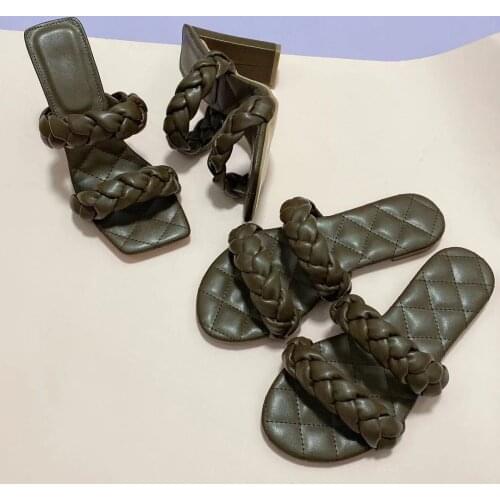 New Summer Fashion Design Weave Women Sandals High heels Ladies Sandals Open Toe Shoes Colorful Candy Colors Sweet Green orang