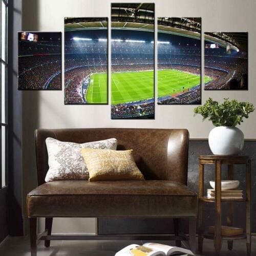 Modern Canvas Wall Decor Football Soccer Field Poster Stadium Photo 5 Pieces Canvas Painting for Boys Room Decor Dropshipping