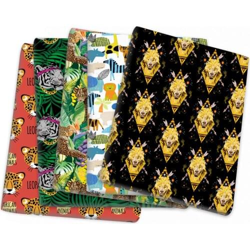 Tiger Lion 50*145cm Patchwork Printed Polyester Cotton Fabric for Tissue Sewing Quilting Fabrics Needlework Material DIY,c18785