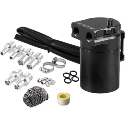 N0HF Universal Car Oil Catch Can Tank with Breather Compact Dual Cylinder Polish Baffled Engine Air Oil Separator Tank