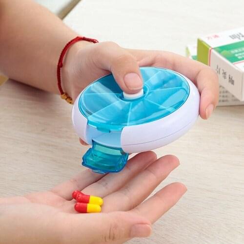 Weekly Rotating Pill Box Portable Mini Carry Splitter Tablet Storage Organizer Medicine 7Day Pill Container For Travel Pill Case