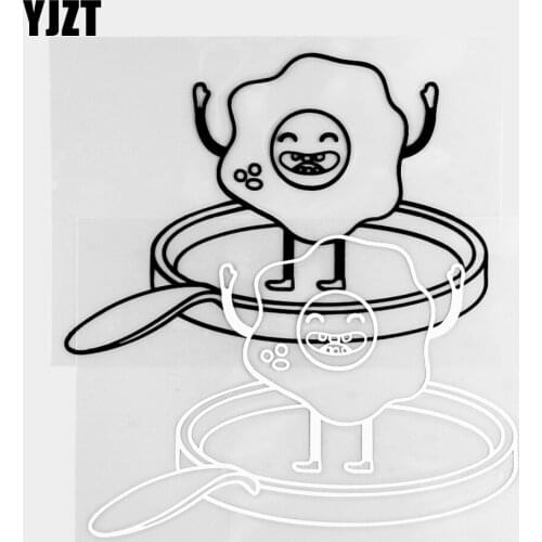 YJZT 14.2×10CM Cute Cartoon Egg Pattern Vinyl Decals Interesting Car Stickers Decor Black / Silver 20B-0190