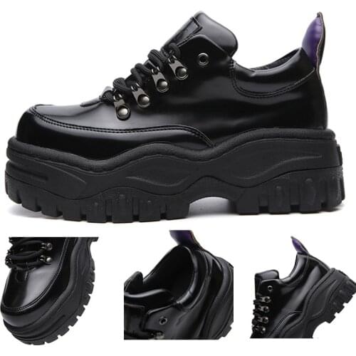 Top Quality Genuine Leather Shoes Punk Womens Buffalo Shoes Big Head Thick Soles Shoes 2021 Women Casual Shoes Walking Sneakers