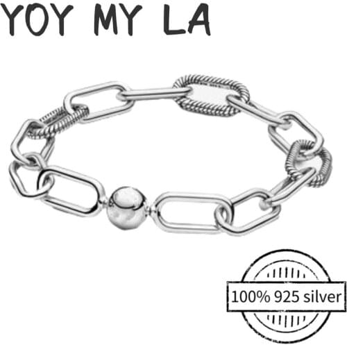 Original Pando Bracelet Charm Chain 100% 925 Sterling Silver Bracelet for Womens Fashion Fine DIY Jewelry High Quality