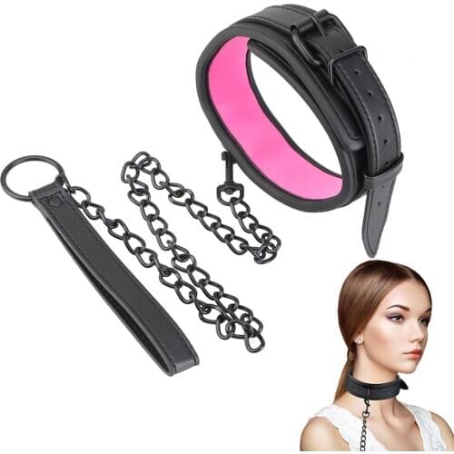 Neck Ring SM Bondage Women Bondage Collar Collar Leather And Iron Chain Link Slave Restraints Slave Collars Sex Toys For Couples