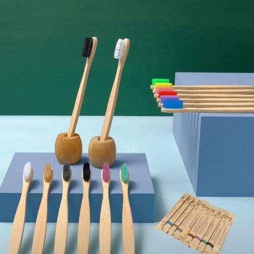 10Pcs Compostable Bamboo Toothbrush Eco Friendly Soft Bristle Adult Wooden Toothbrushes Teeth Brush Oral Cleaning Care Tools