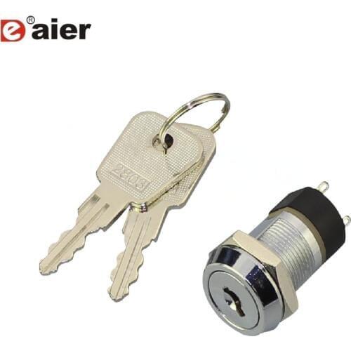 10PCS K19-02-102 19MM ON-ON SPDT Electric Lock Key Switch Metal 4A 28VDC 4 Pin