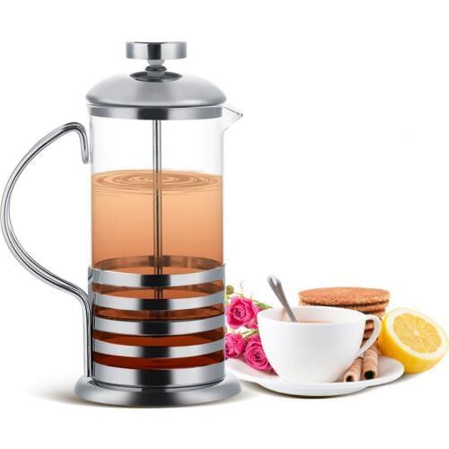 350ML Stainless Glass Coffee Tea Pot Water Kettle Cafetiere French Filter Coffee Tea Kettle Press Flower Tea Brewer
