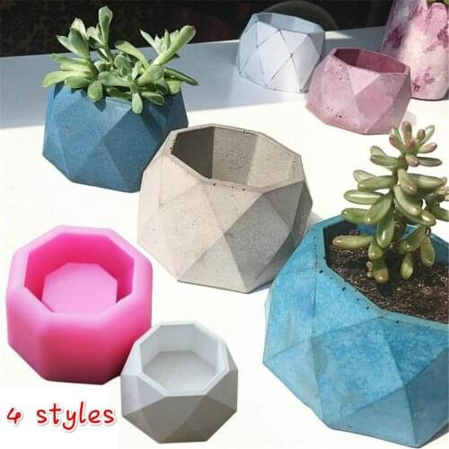 3D Succulent Plant Flower Pot Silicone Mold Gypsum Cement Mini Flower Bonsai DIY Ashtray Candle Holder Silicone Soap Mold