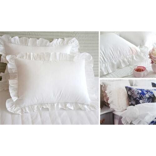 48x74cm 1 pcs Lace ruffled girl pillowcase solid color standard princess pillowcase bedding noble design pillowcase