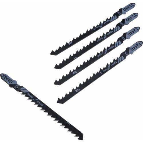 5Pcs T244D 100mm Jig Saw Blade HSS Wood Cutting Curve Reciprocating Saw Blade Coarse Teeth HCS for Plywood Fibreboard Power Tool