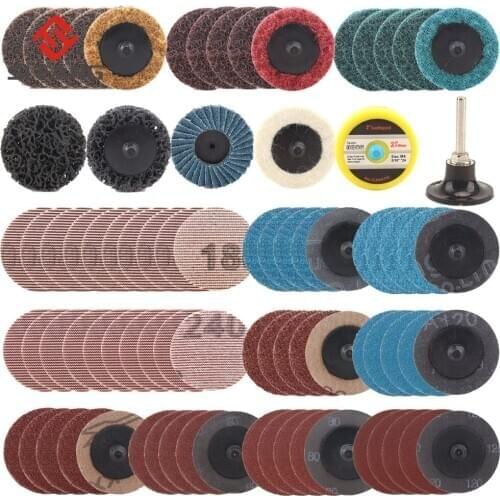 81pcs 2 Inch 50mm Roloc Sanding Discs Roll Lock Surface Sanding Discs Pad Polishing Sandpaper Quick Change Disc For Rotary Tool